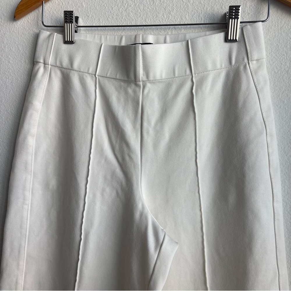 Jones New York Ivory Pintuck Wide-Leg Pull-on Trouser Cropped Pleat White Pants - Picture 3 of 9